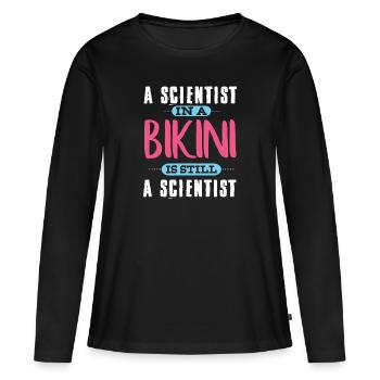 Un scientifique en bikini - T-shirt manches longues Premium bio Femme - noir - Devant - Julia (174cm)