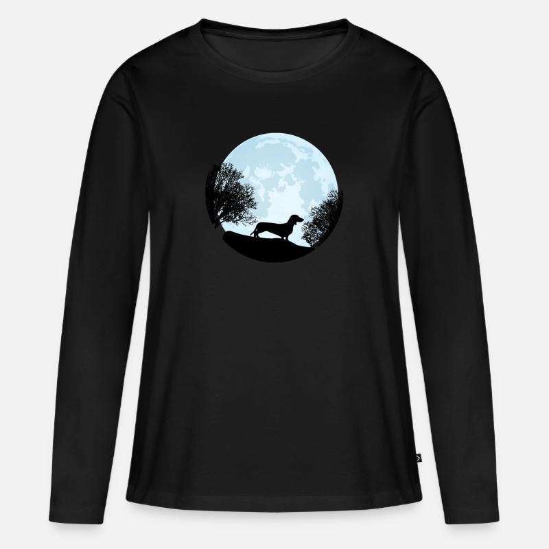 Dackel - Frauen Premium Bio Langarmshirt - Schwarz