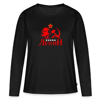 URSS Union soviétique Lénine Russie - T-shirt manches longues Premium bio Femme - noir - Devant - Julia (174cm)