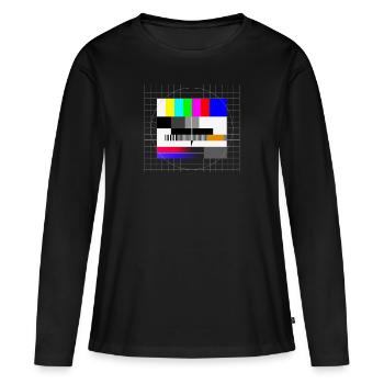 Motif de test rétro - T-shirt manches longues Premium bio Femme - noir - Devant - Julia (174cm)