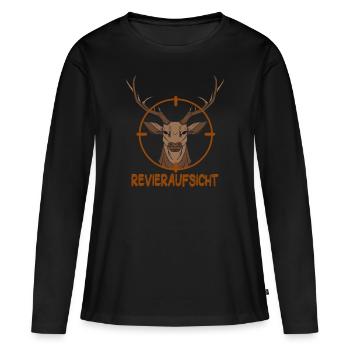 Revieraufsicht Jagd Spruch für Jäger Rotwild jagen - Frauen Premium Bio Langarmshirt - Schwarz - Vorne - Julia (174cm)