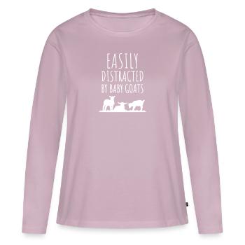 Easily Distracted By Baby Goats, Funny Goat Lover - Women's Premium Organic Long Sleeve Shirt - dusky pink - Front - Julia (174cm)