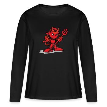 Le petit diable rouge - T-shirt manches longues Premium bio Femme - noir - Devant - Julia (174cm)