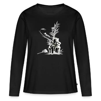Japon Asie Bamboo Sun Kanji simple nature - T-shirt manches longues Premium bio Femme - noir - Devant - Julia (174cm)