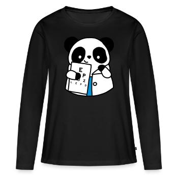 Panda optique ophtalmologiste - T-shirt manches longues Premium bio Femme - noir - Devant - Julia (174cm)