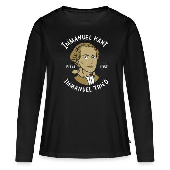 PHILOSOPHY / IMMANUEL KANT : Immanuel Tried - T-shirt manches longues Premium bio Femme - noir - Devant - Julia (174cm)