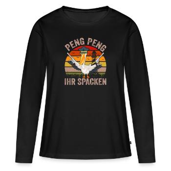 Moin Nordsee Ostfriesland - Frauen Premium Bio Langarmshirt - Schwarz - Vorne - Julia (174cm)