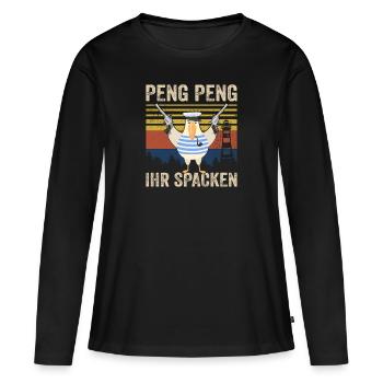 PENG IHR SPACKEN Nordsee - Frauen Premium Bio Langarmshirt - Schwarz - Vorne - Julia (174cm)