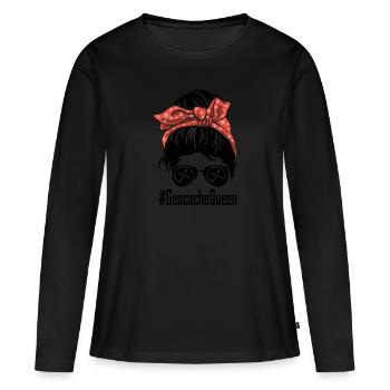 Geocaching track Queen Geschenk - Frauen Premium Bio Langarmshirt - Schwarz - Vorne - Julia (174cm)