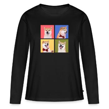 Pop Art Shiba Inu Aesthetische Art Fotografie - Frauen Premium Bio Langarmshirt - Schwarz - Vorne - Julia (174cm)