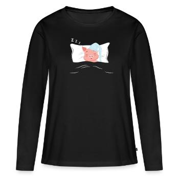 Pyjama pyjama porc - T-shirt manches longues Premium bio Femme - noir - Devant - Julia (174cm)