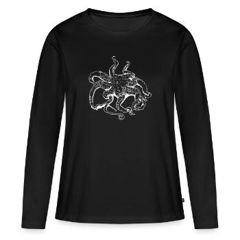 Pieuvres Tentacules Océans - T-shirt manches longues Premium bio Femme - noir - Devant - Julia (174cm)