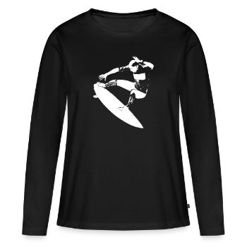 Surf surf surf - T-shirt manches longues Premium bio Femme - noir - Devant - Julia (174cm)