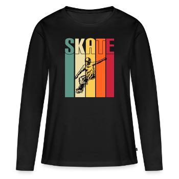 skateboard skater skaters de sport patiner - T-shirt manches longues Premium bio Femme - noir - Devant - Julia (174cm)