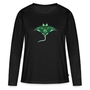 Raie épine - T-shirt manches longues Premium bio Femme - noir - Devant - Julia (174cm)