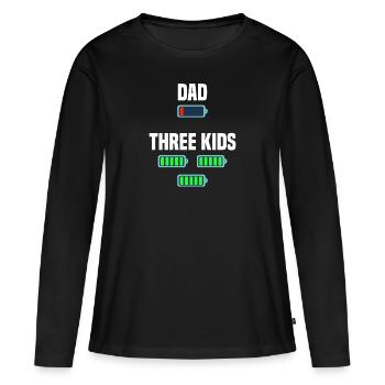 Papa et Triplés - T-shirt manches longues Premium bio Femme - noir - Devant - Julia (174cm)