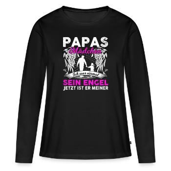 Papas Mädchen Ich War Einmal Sein Engel - Frauen Premium Bio Langarmshirt - Schwarz - Vorne - Julia (174cm)