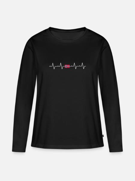 Norwegen Norweger Skandinavien Herzschlag - Frauen Premium Bio Langarmshirt - Schwarz