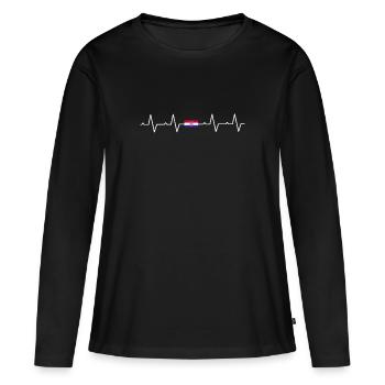 Croatie Drapeau croate Croate - T-shirt manches longues Premium bio Femme - noir - Devant - Julia (174cm)