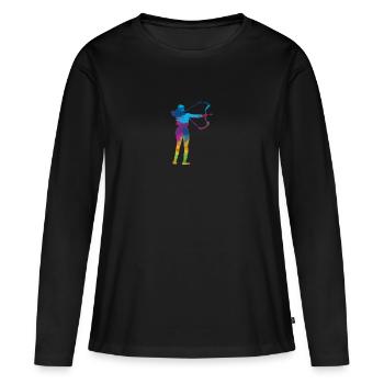 Bogenschießen Bogenschiessen Bogensport - Frauen Premium Bio Langarmshirt - Schwarz - Vorne - Julia (174cm)