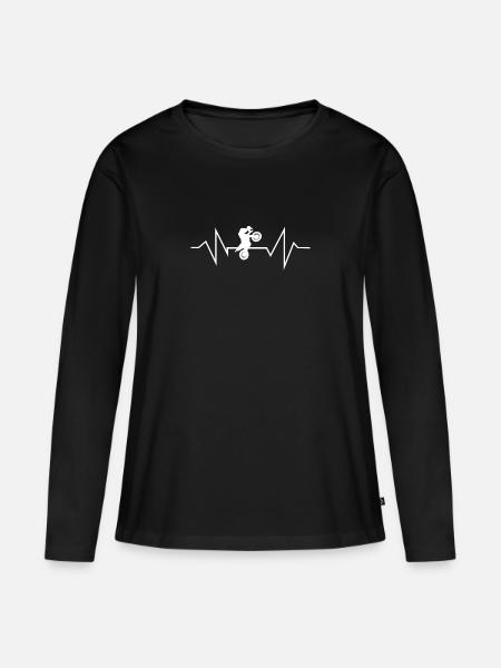 Motocross Motocrossfahrer Motorsport Herzschlag - Frauen Premium Bio Langarmshirt - Schwarz