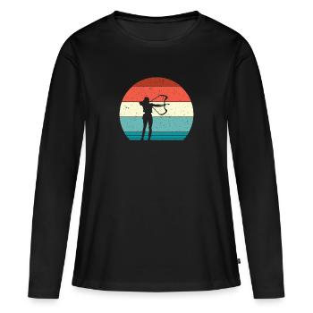Bogenschießen Bogenschiessen Bogensport - Frauen Premium Bio Langarmshirt - Schwarz - Vorne - Julia (174cm)