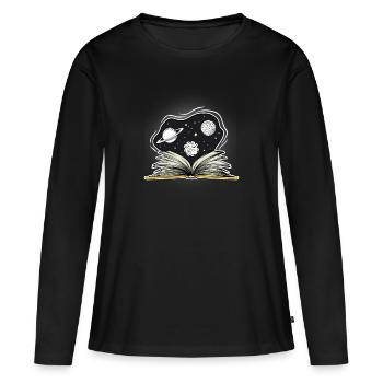 Space Weltraum - Frauen Premium Bio Langarmshirt - Schwarz - Vorne - Julia (174cm)