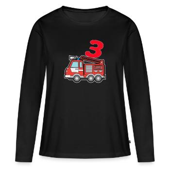 Ich bin schon 3 | 3. Geburtstag Feuerwehr Jungen - Frauen Premium Bio Langarmshirt - Schwarz - Vorne - Julia (174cm)