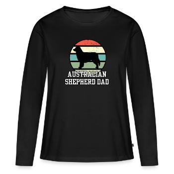 Australian Shepherd Dad I Retro Australian - Frauen Premium Bio Langarmshirt - Schwarz - Vorne - Julia (174cm)