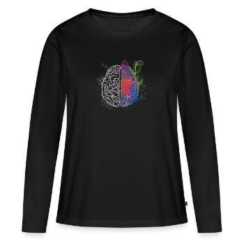 Cerveau - T-shirt manches longues Premium bio Femme - noir - Devant - Julia (174cm)