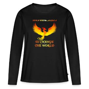 Phénix né de cendres pour changer le monde - T-shirt manches longues Premium bio Femme - noir - Devant - Julia (174cm)