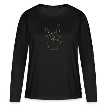 Heavy Metal - T-shirt manches longues Premium bio Femme - noir - Devant - Julia (174cm)
