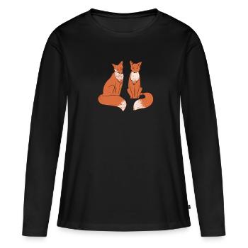 Renard - T-shirt manches longues Premium bio Femme - noir - Devant - Julia (174cm)