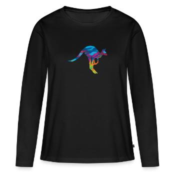 Känguru Beuteltiere Kängurus Beuteltier Säugetiere - Frauen Premium Bio Langarmshirt - Schwarz - Vorne - Julia (174cm)