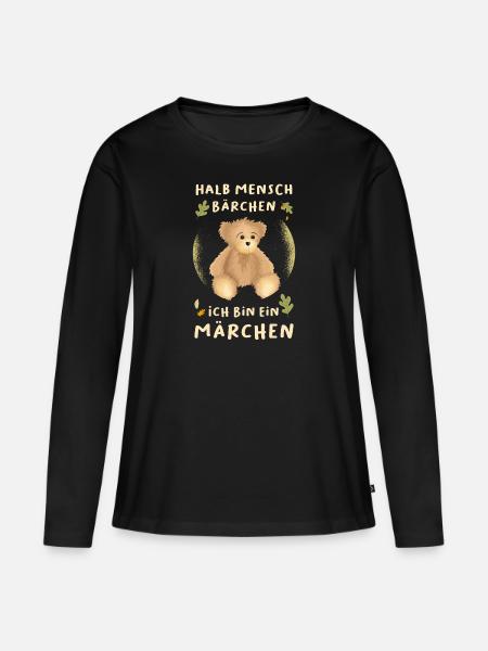 Bärchen Teddybär - Frauen Premium Bio Langarmshirt - Schwarz
