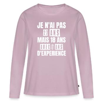 Cadeau d'anniversaire 27 ans - T-shirt manches longues Premium bio Femme - rose poudré - Devant - Julia (174cm)