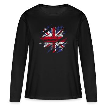 Großbritannien - Frauen Premium Bio Langarmshirt - Schwarz - Vorne - Julia (174cm)
