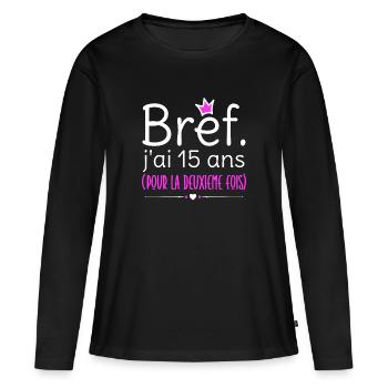 Cadeau d'anniversaire femme 30 ans - T-shirt manches longues Premium bio Femme - noir - Devant - Julia (174cm)