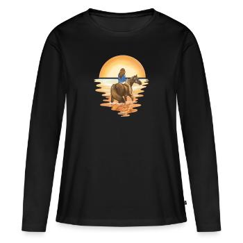 Cheval - T-shirt manches longues Premium bio Femme - noir - Devant - Julia (174cm)