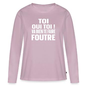 Insulte Colère Haine Cadeau Explosif Humour - T-shirt manches longues Premium bio Femme - rose poudré - Devant - Julia (174cm)