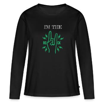 Rock n Roll - T-shirt manches longues Premium bio Femme - noir - Devant - Julia (174cm)