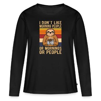 Je n’aime pas les gens. - T-shirt manches longues Premium bio Femme - noir - Devant - Julia (174cm)