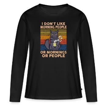 Je n’aime pas les gens. - T-shirt manches longues Premium bio Femme - noir - Devant - Julia (174cm)
