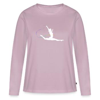Gymnastique rythmique pour les gymnastes - T-shirt manches longues Premium bio Femme - rose poudré - Devant - Julia (174cm)
