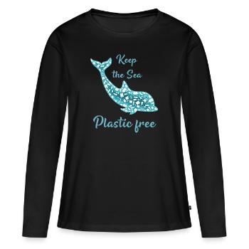 Keep the Sea Plastic free - Frauen Premium Bio Langarmshirt - Schwarz - Vorne - Julia (174cm)