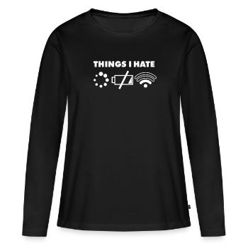 Computer Nerd | Gaming | Things I Hate Programmer - Frauen Premium Bio Langarmshirt - Schwarz - Vorne - Julia (174cm)