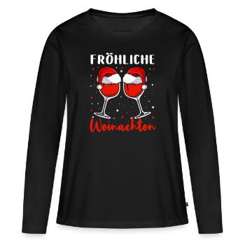 Weihnachten Christmas Weinachten Wein Geschenk - Frauen Premium Bio Langarmshirt - Schwarz - Vorne - Julia (174cm)