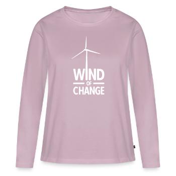 Énergie éolienne Énergie éolienne Climat Éolienne - T-shirt manches longues Premium bio Femme - rose poudré - Devant - Julia (174cm)