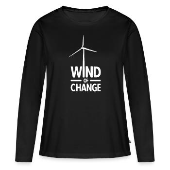 Énergie éolienne Énergie éolienne Climat Éolienne - T-shirt manches longues Premium bio Femme - noir - Devant - Julia (174cm)
