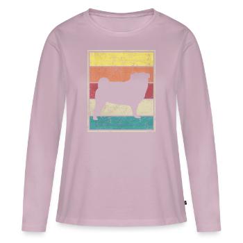Pug Retro Vintage Classic - T-shirt manches longues Premium bio Femme - rose poudré - Devant - Julia (174cm)